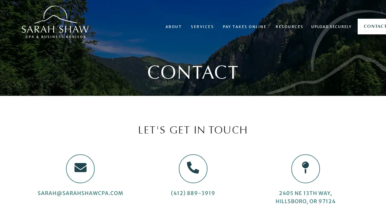 Sarah Shaw, CPA & Business Advisor page