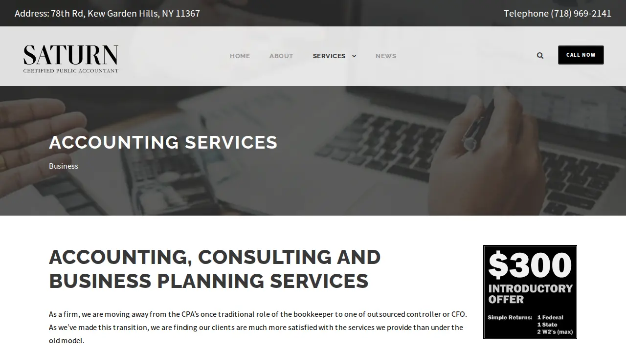 Simeon Saturn, CPA, Tax Return Preparation, Tax Filing, Tax Service page