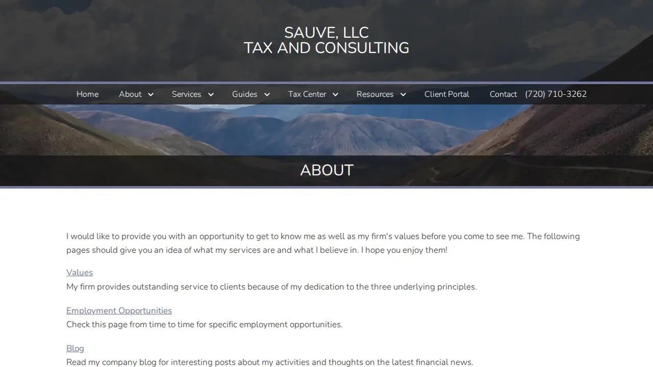 Sauve LLC - Tax and Consulting page