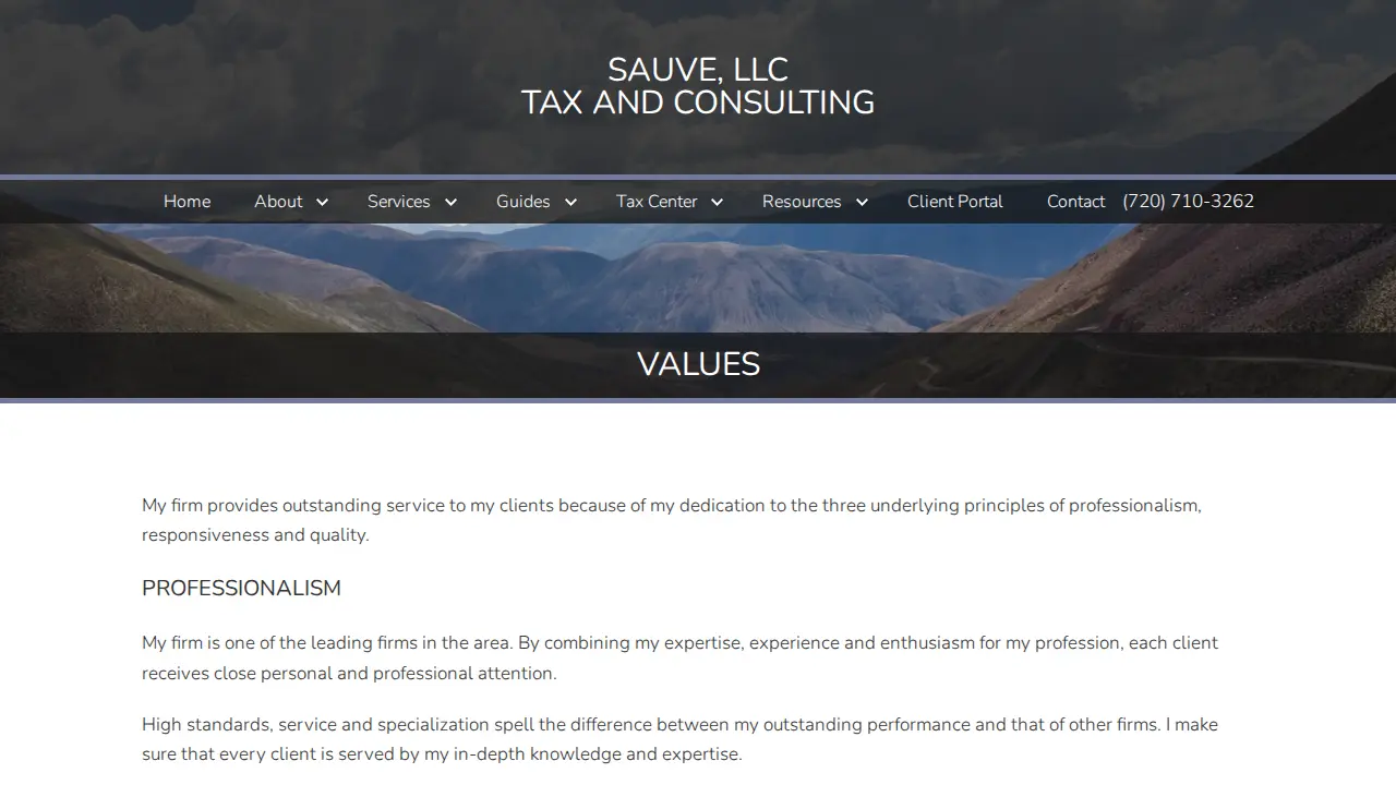 Sauve LLC - Tax and Consulting page
