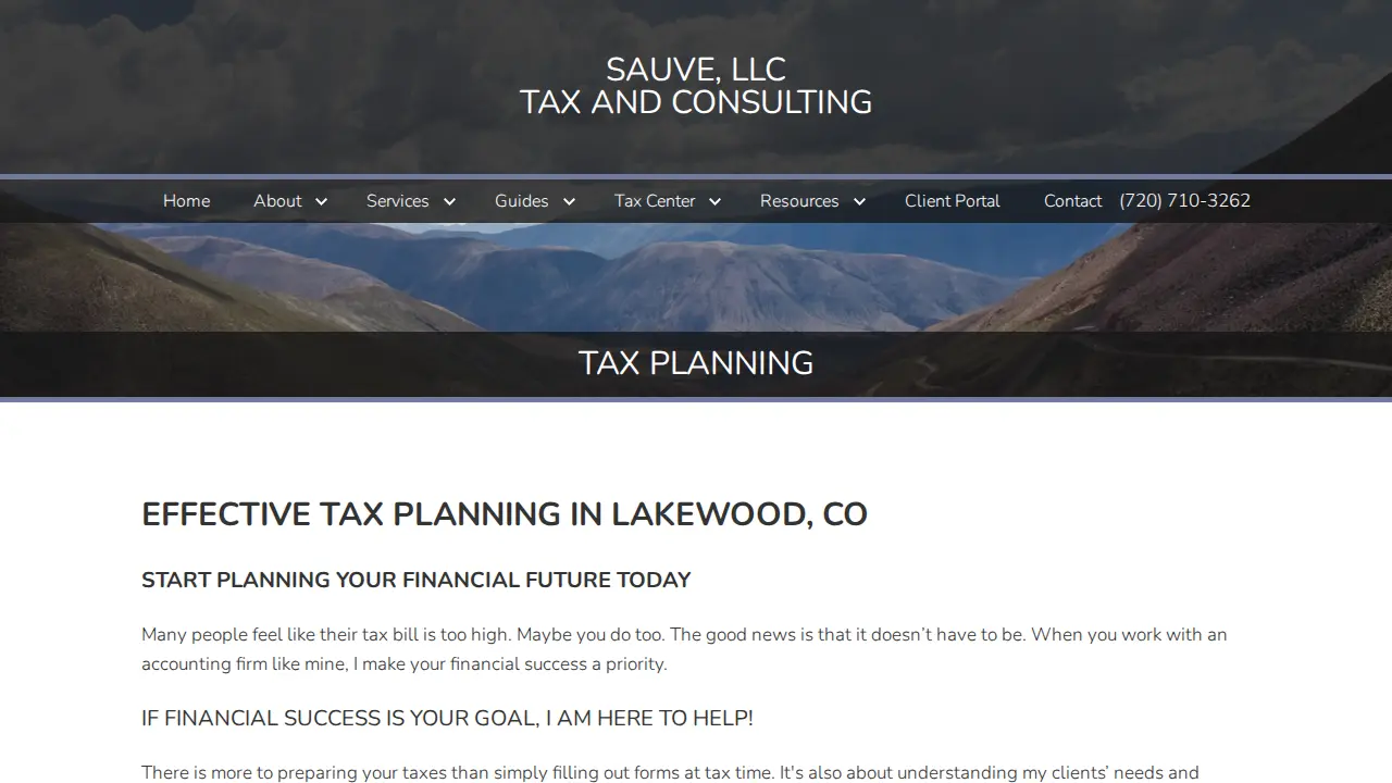 Sauve LLC - Tax and Consulting page
