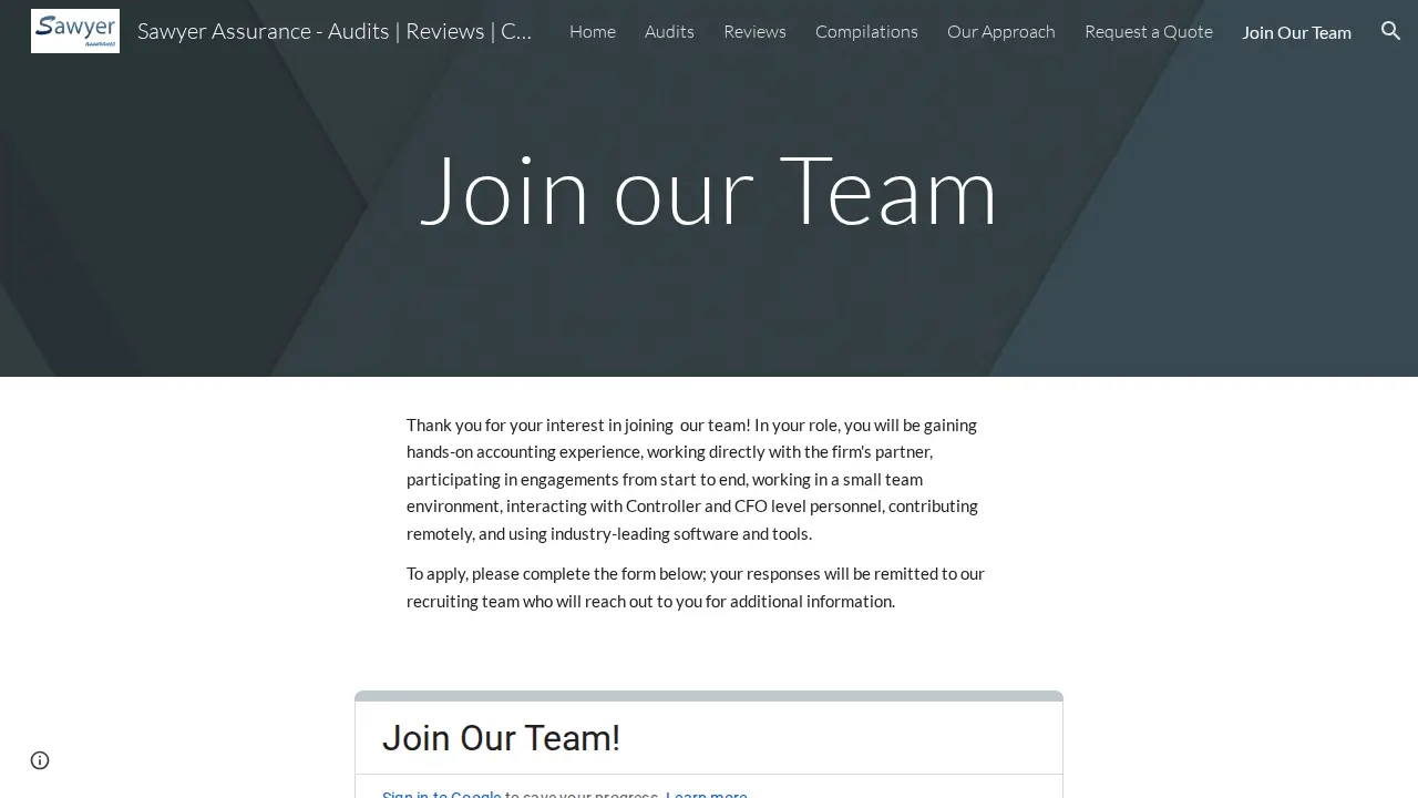 Sawyer Assurance page