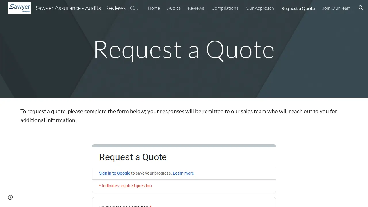 Sawyer Assurance page