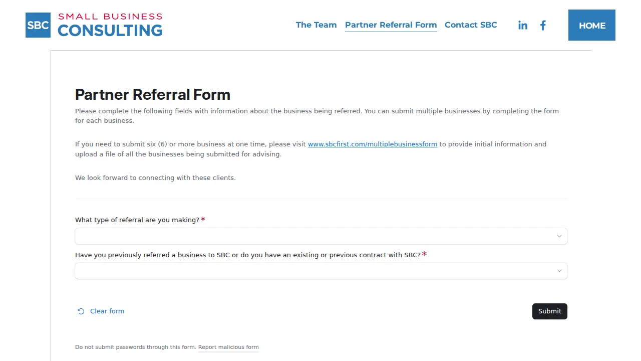 SBC Small Business Consulting page