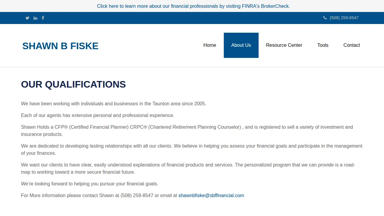 Shawn B Fiske CFP, CRPC page