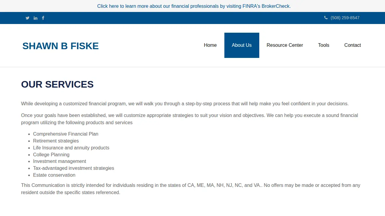 Shawn B Fiske CFP, CRPC page