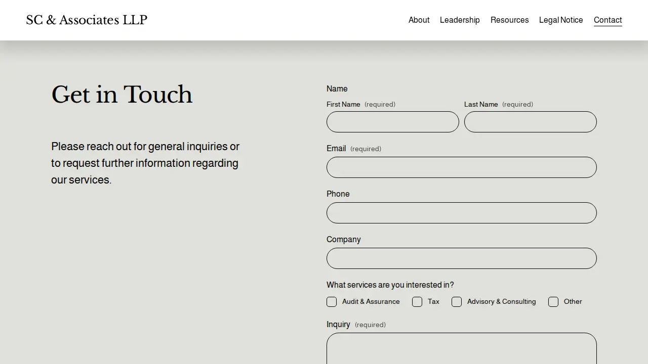 SC & Associates LLP page