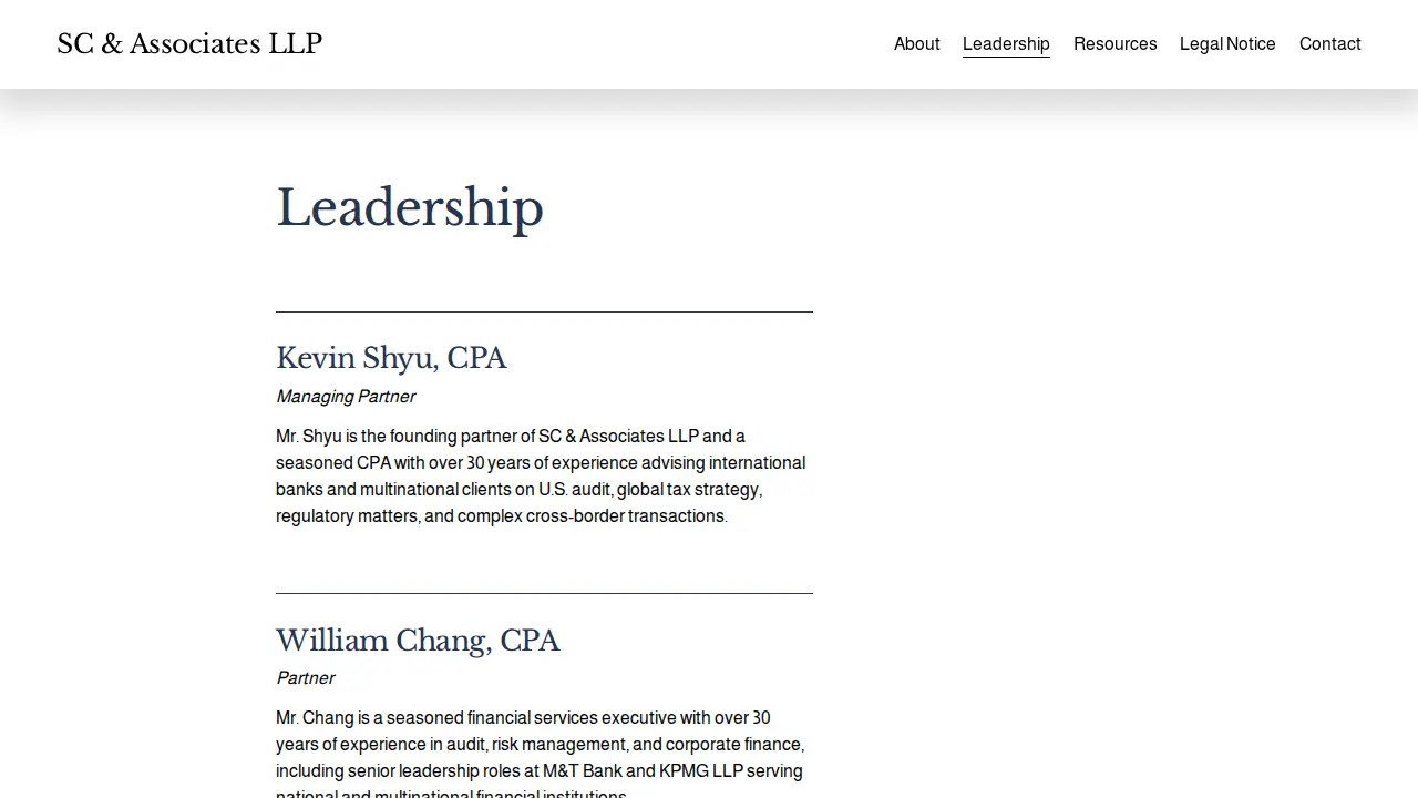 SC & Associates LLP page