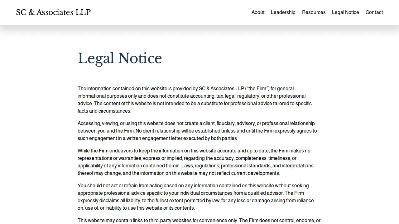 SC & Associates LLP page