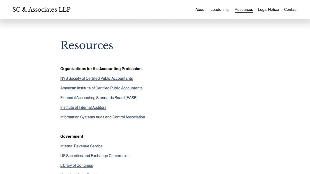 SC & Associates LLP page