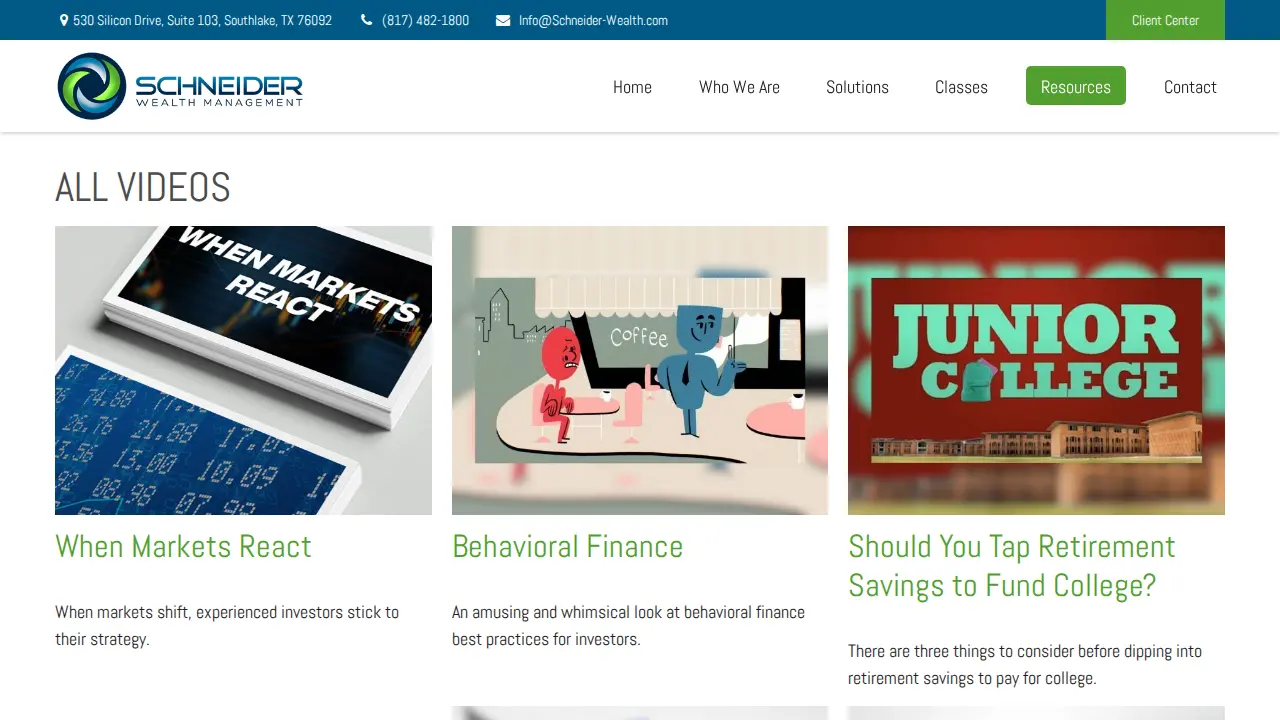 Schneider Wealth Management page