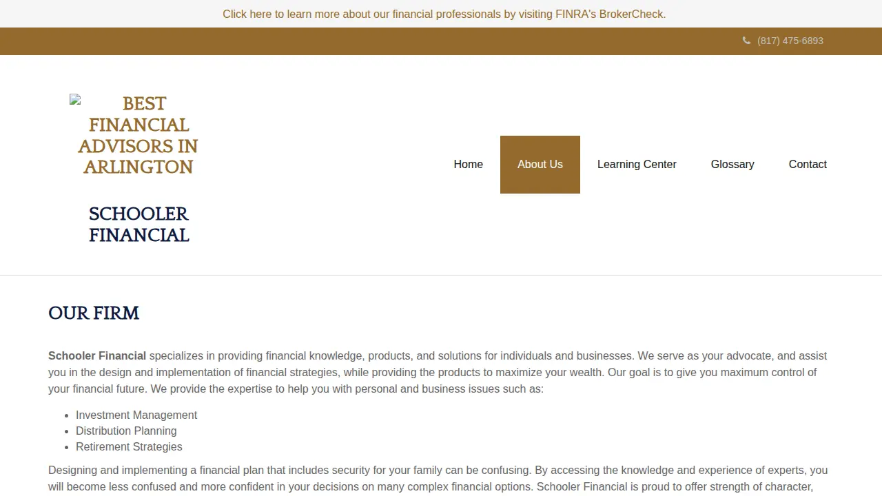 Schooler Financial page