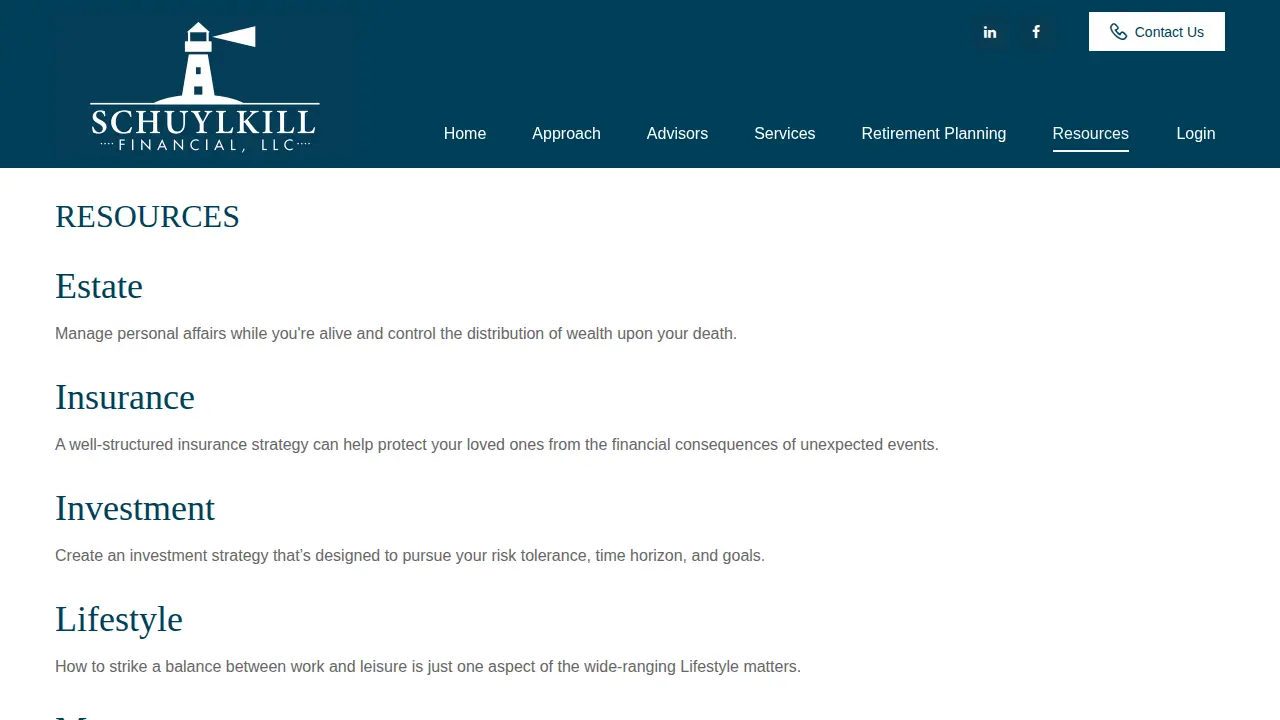 Schuylkill Financial LLC page