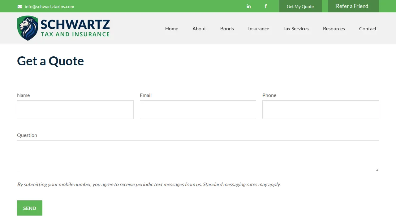 Schwartz Tax and Insurance Services page