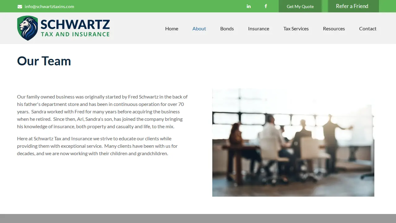 Schwartz Tax and Insurance Services page