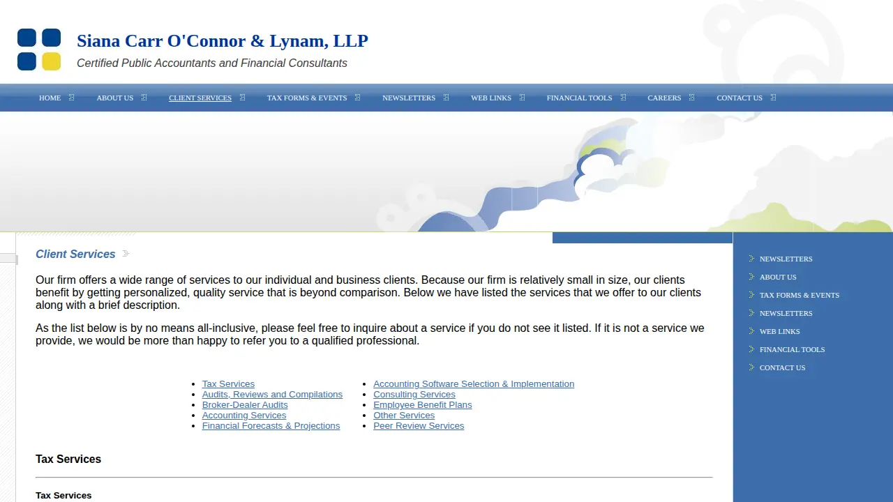 Siana Carr O'Connor & Lynam, LLP - Certified Public Accountants page