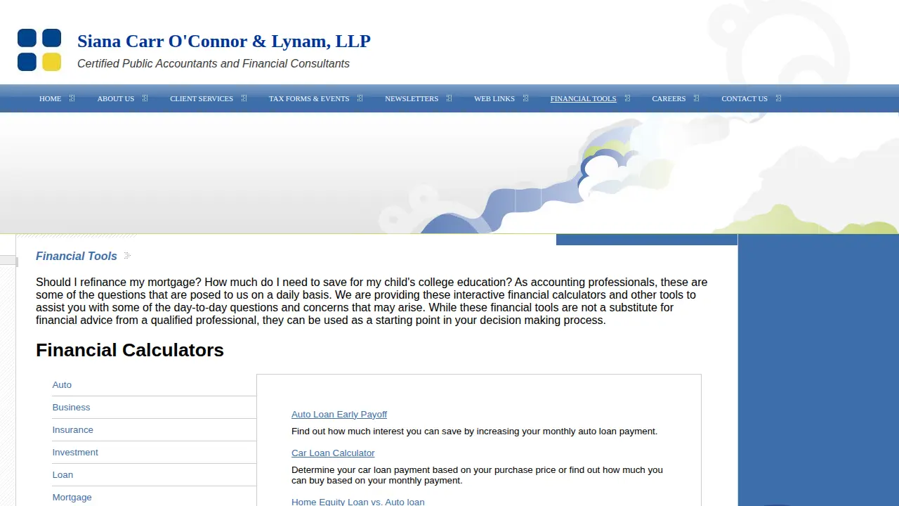 Siana Carr O'Connor & Lynam, LLP - Certified Public Accountants page