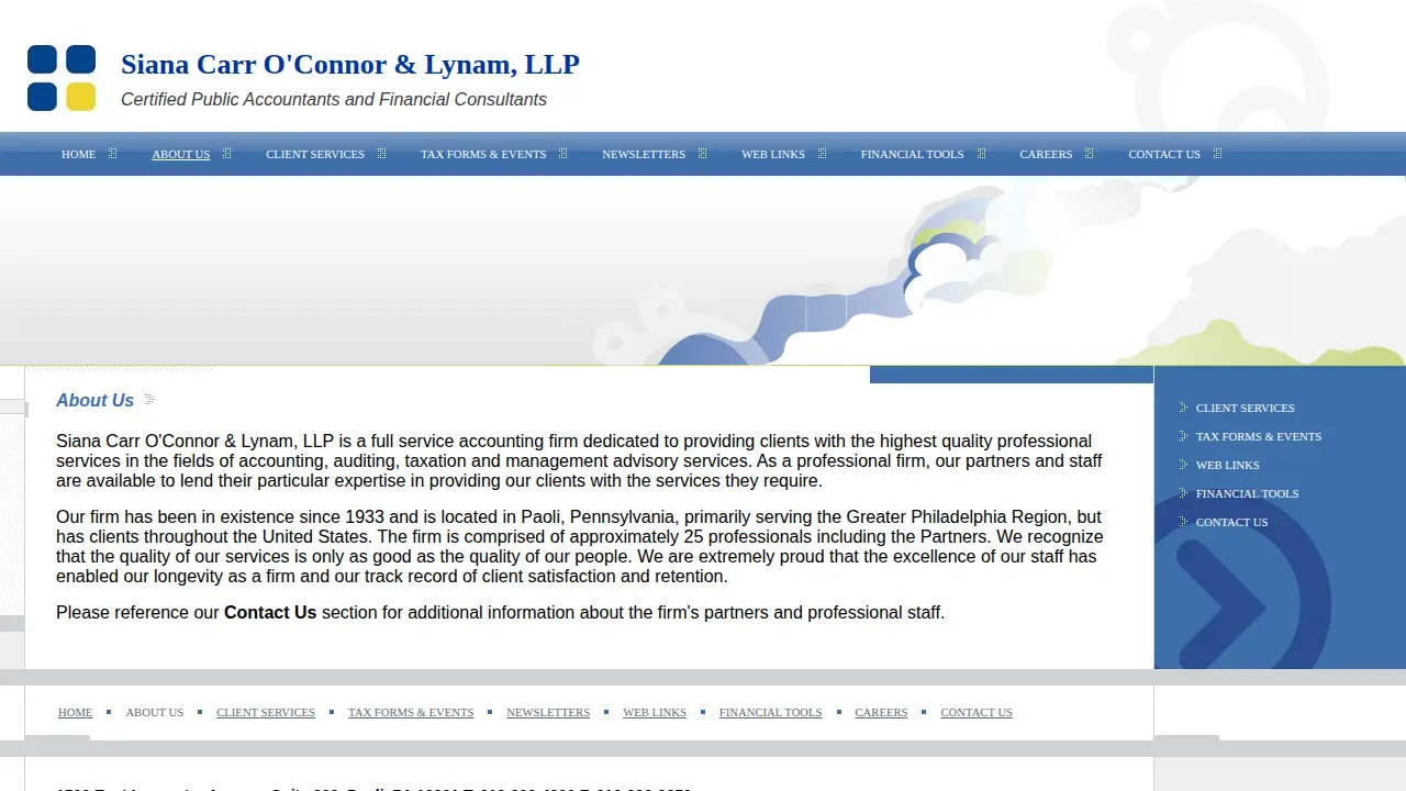 Siana Carr O'Connor & Lynam, LLP - Certified Public Accountants page