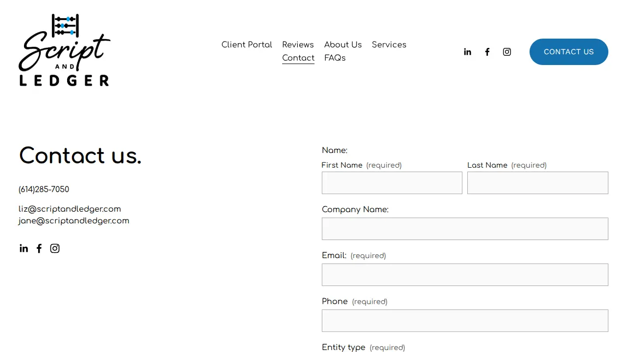 Script and Ledger Bookkeeping page