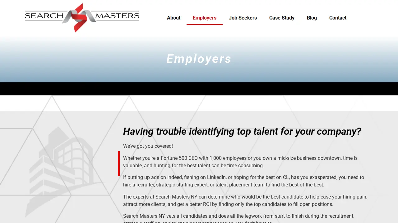 Search Masters NY page