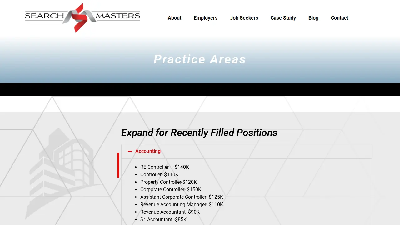 Search Masters NY page