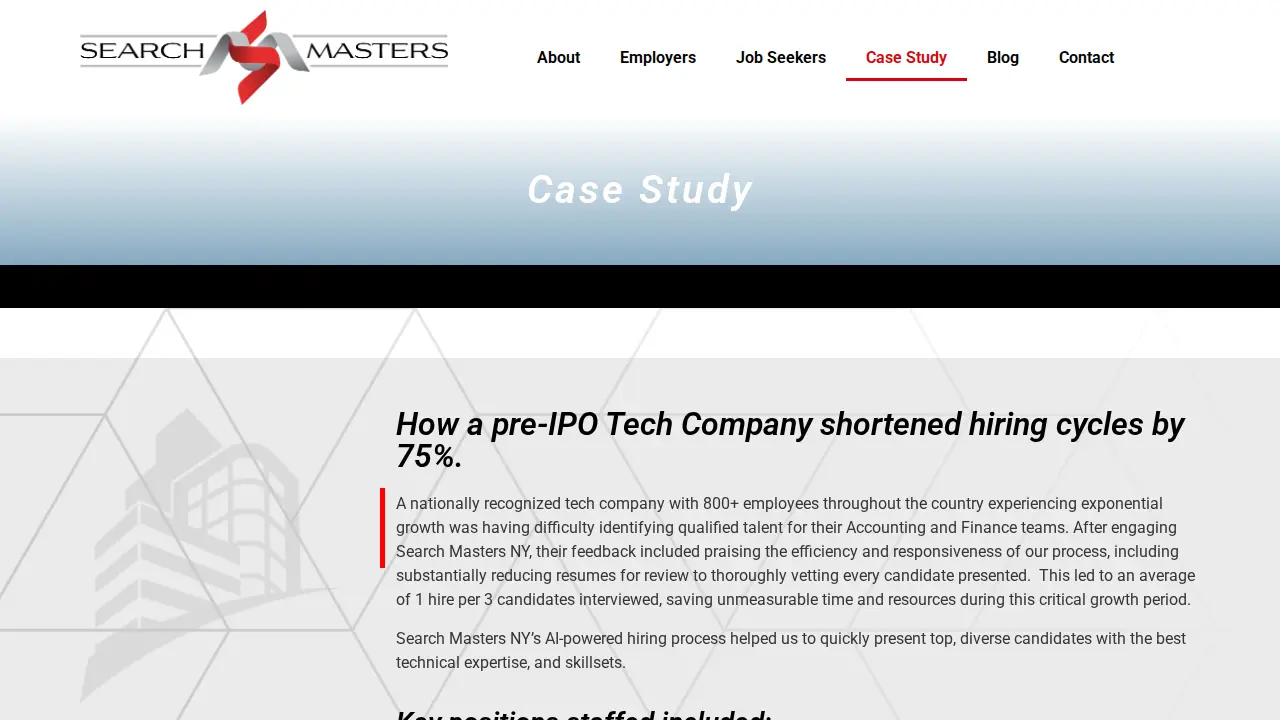 Search Masters NY page