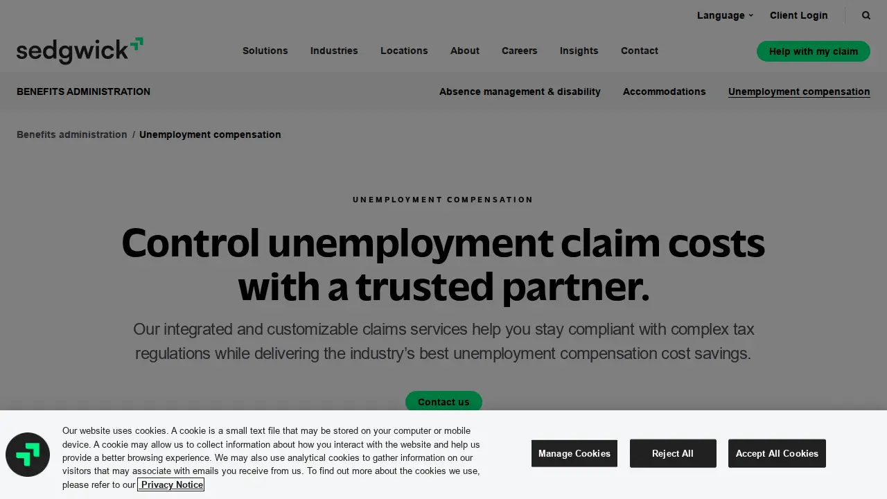 Sedgwick Claims Management Services page