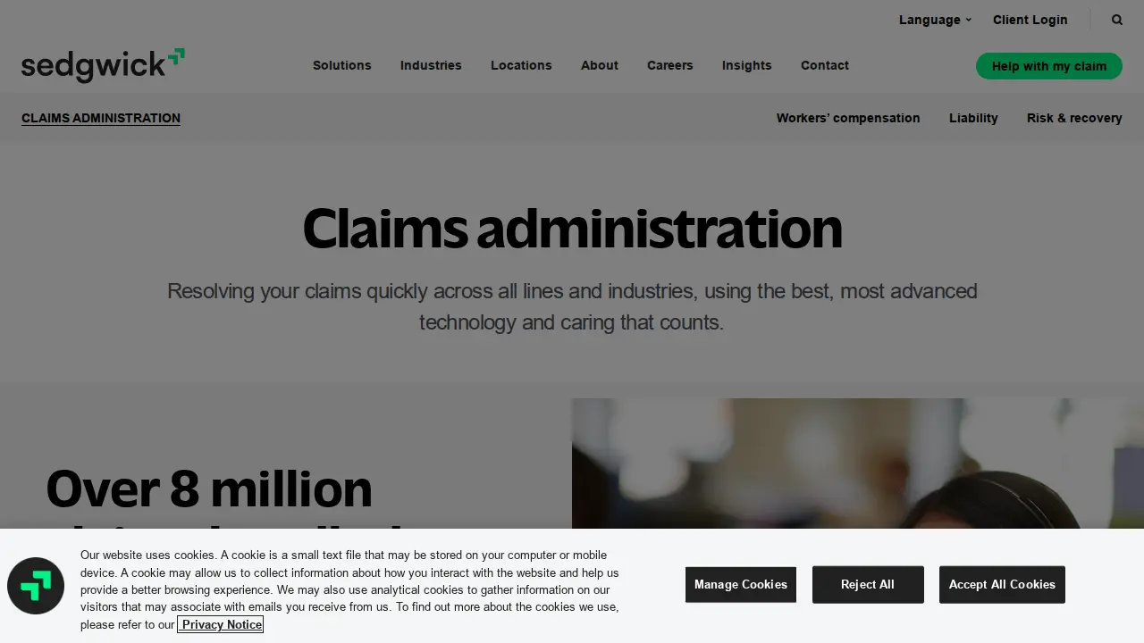 Sedgwick Claims Management Services page