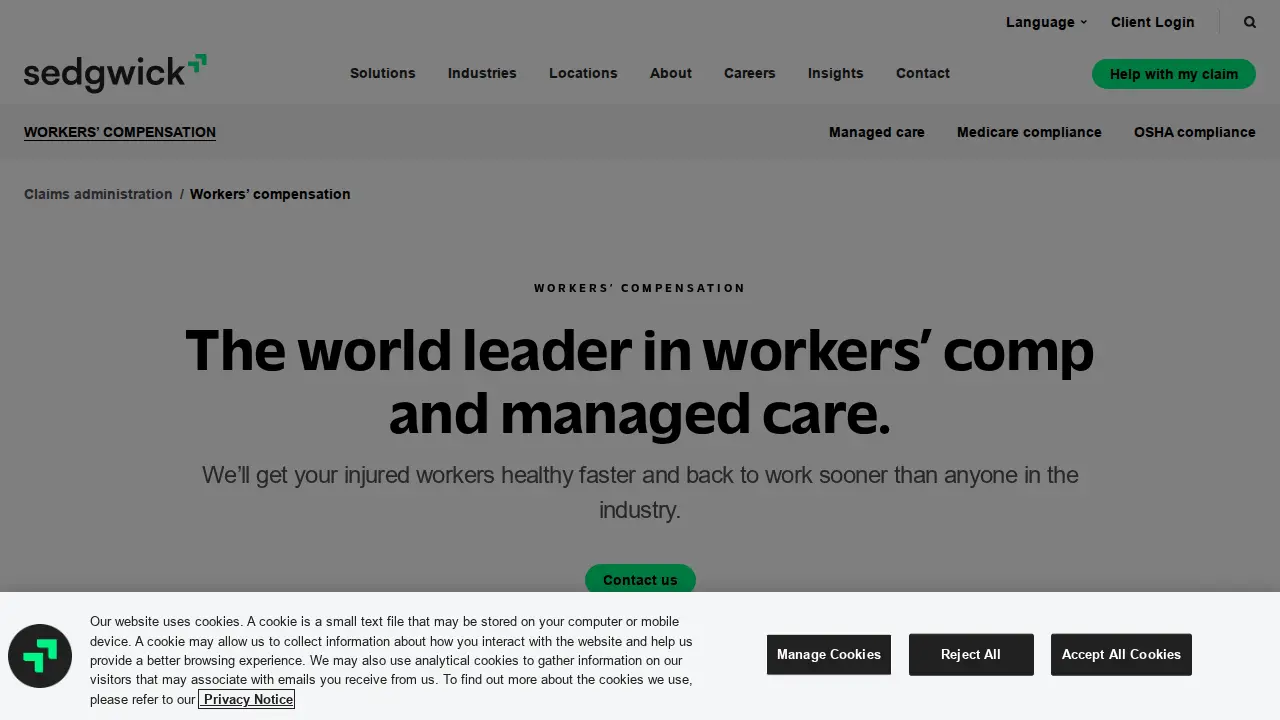 Sedgwick Claims Management Services page