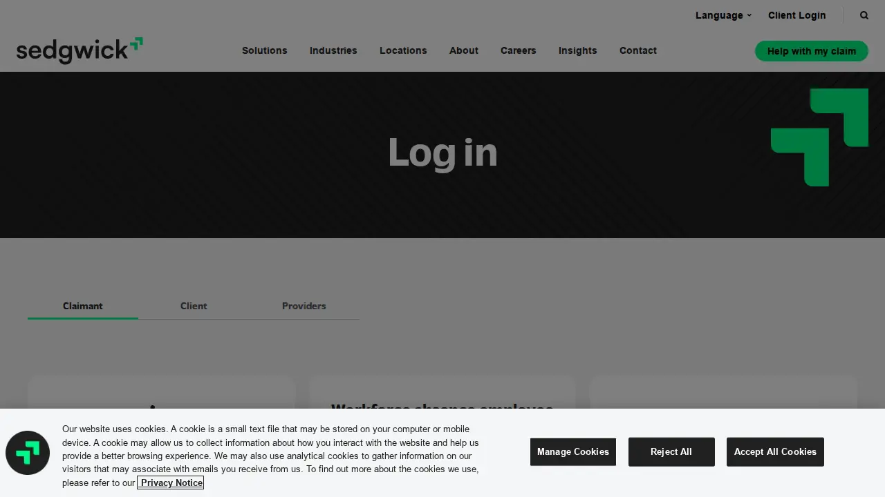 Sedgwick Claims Management Services page
