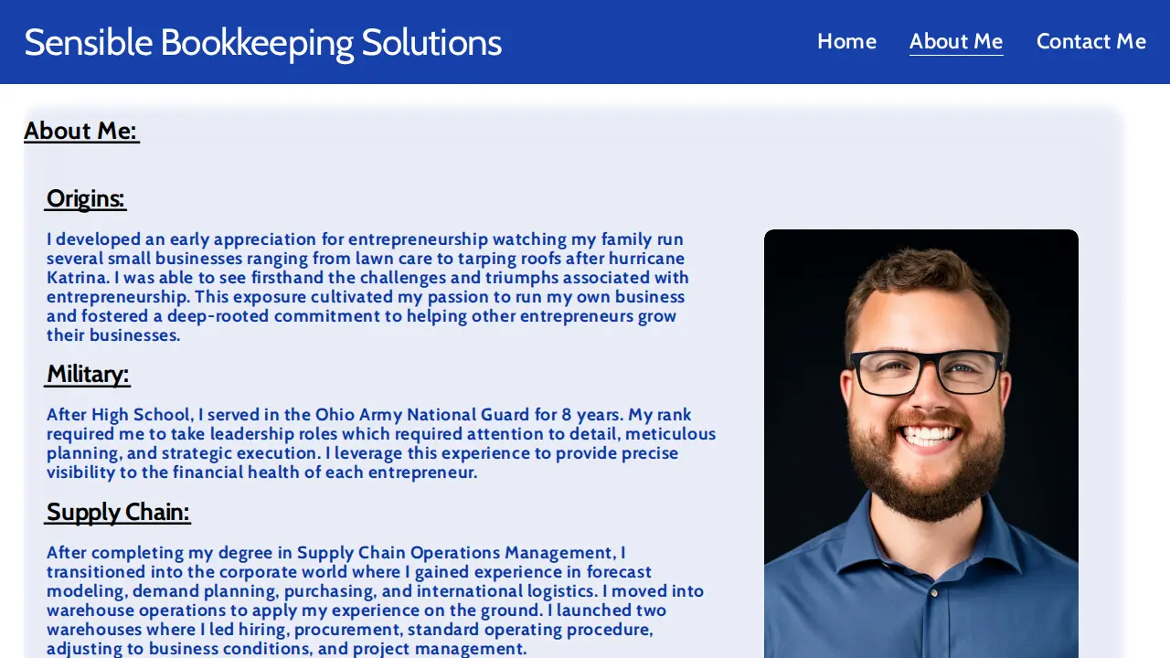 Sensible Bookkeeping Solutions page
