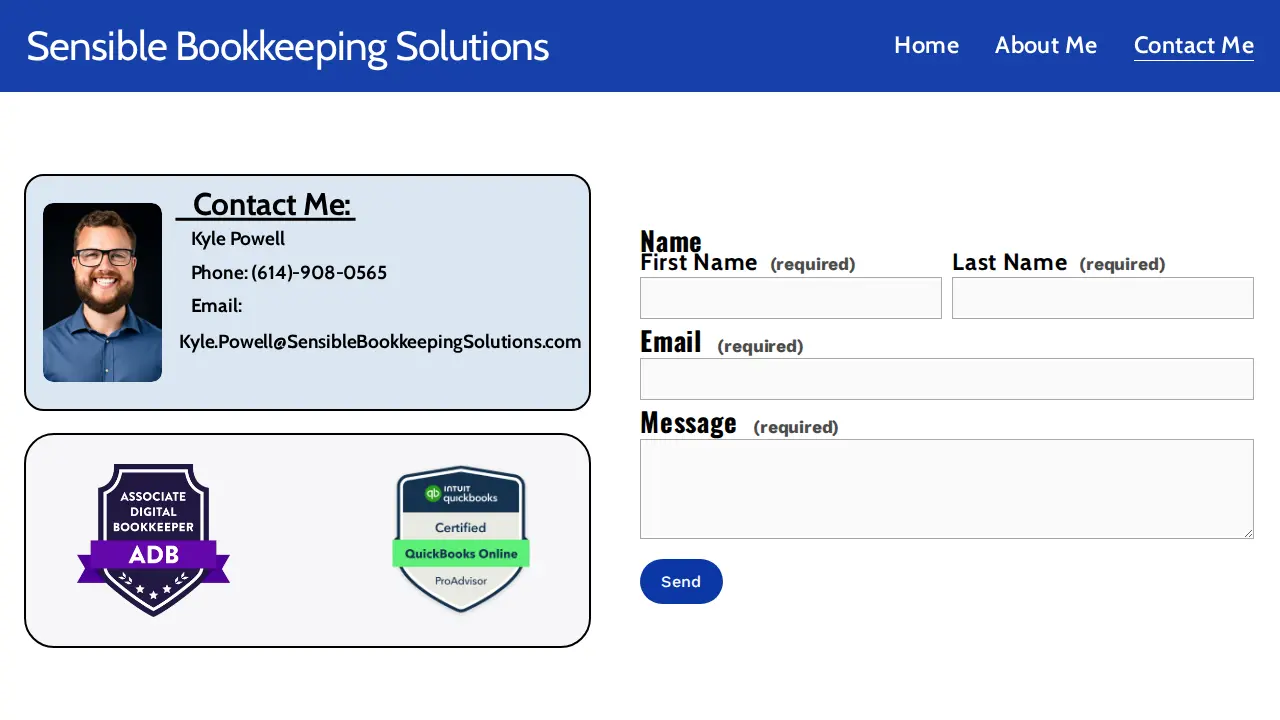 Sensible Bookkeeping Solutions page