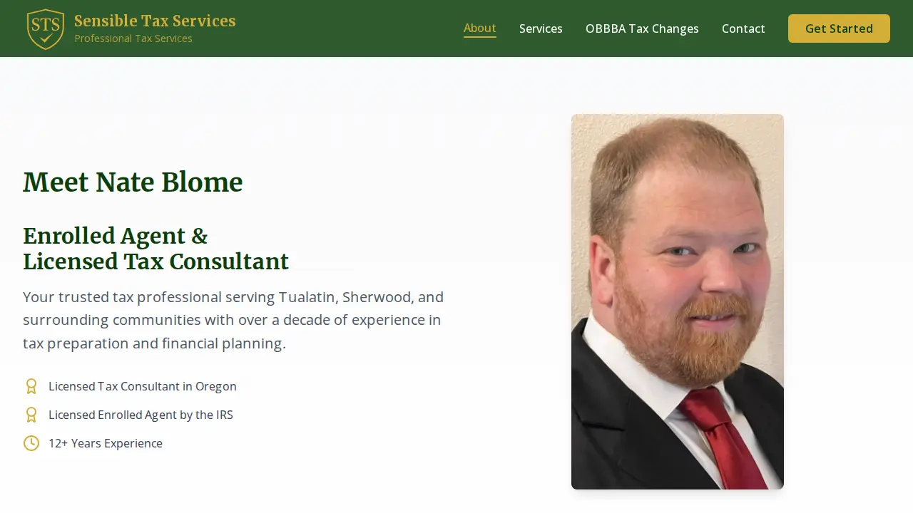 Sensible Tax Services page