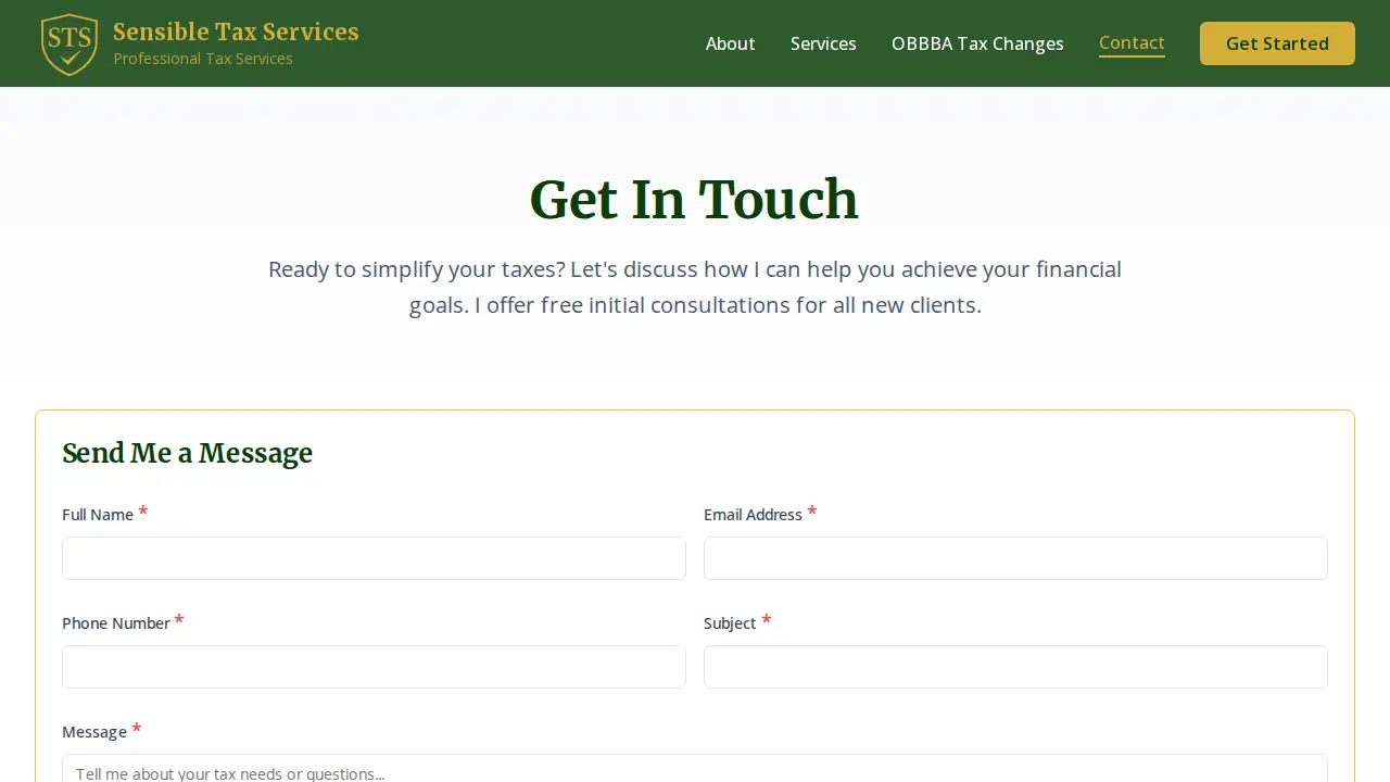 Sensible Tax Services page