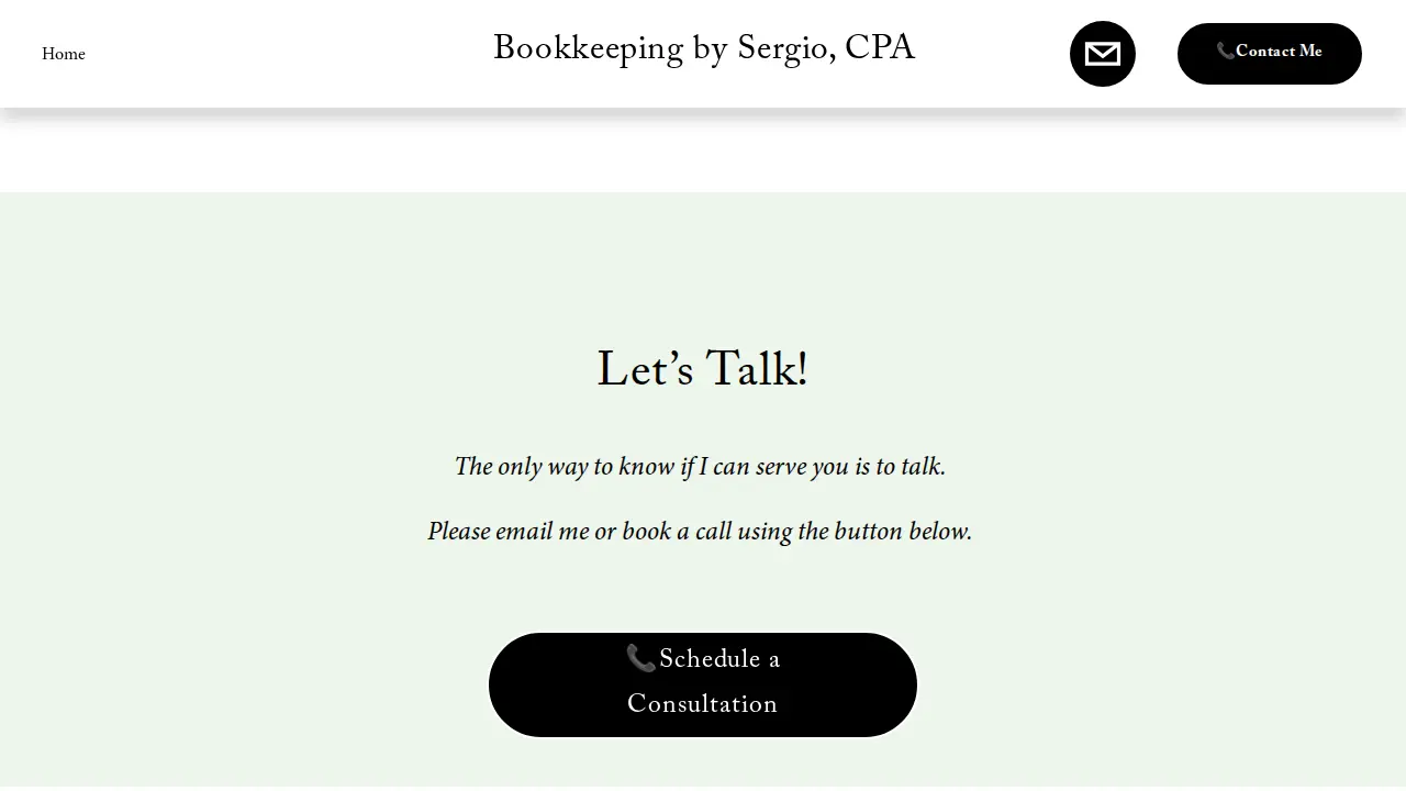 Sergio CPA & Bookkeeping Services page