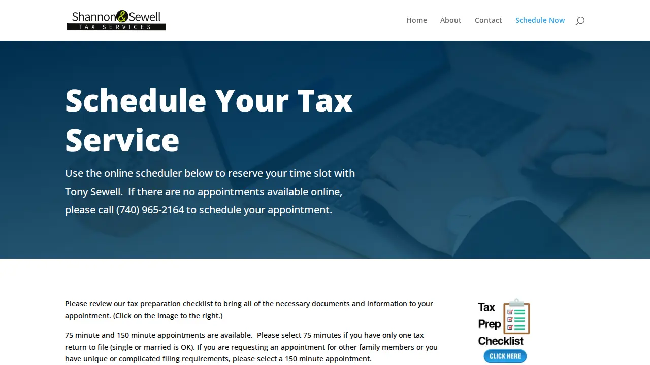 Shannon & Sewell Tax Services page