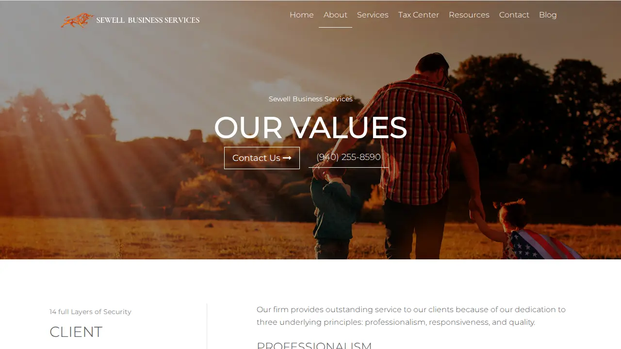 Sewell Business Services page