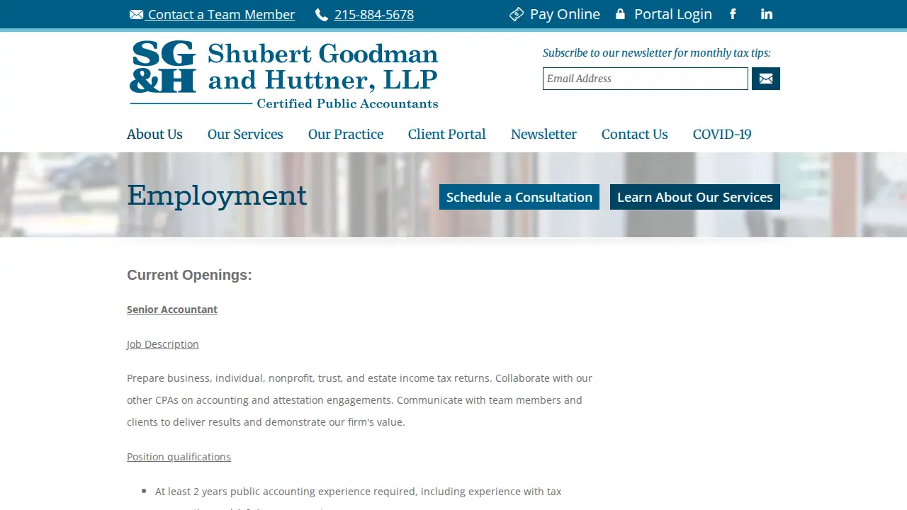 Shubert Goodman & Huttner PC page