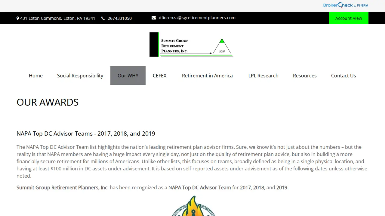 Summit Group Retirement Planners page