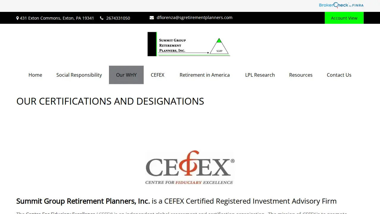 Summit Group Retirement Planners page