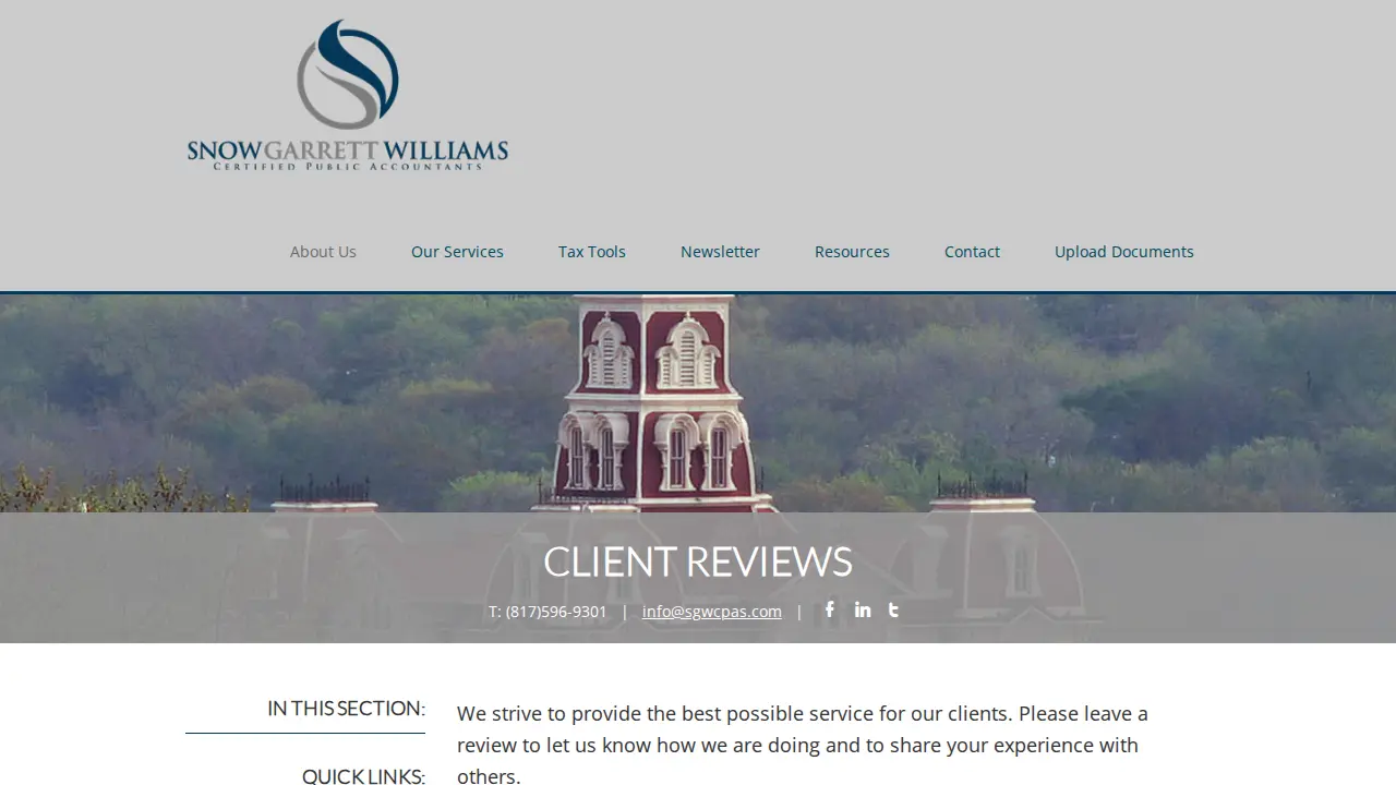 Snow Garrett Williams Certified Public Accountants page