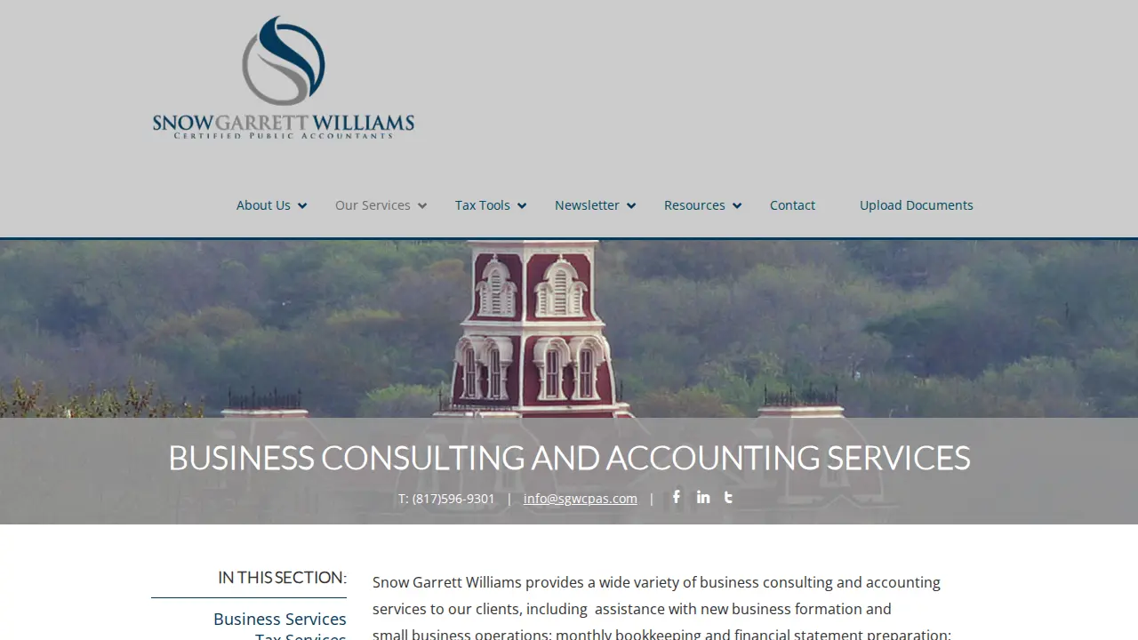 Snow Garrett Williams Certified Public Accountants page
