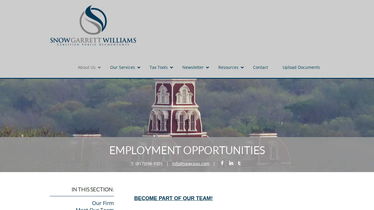 Snow Garrett Williams Certified Public Accountants page