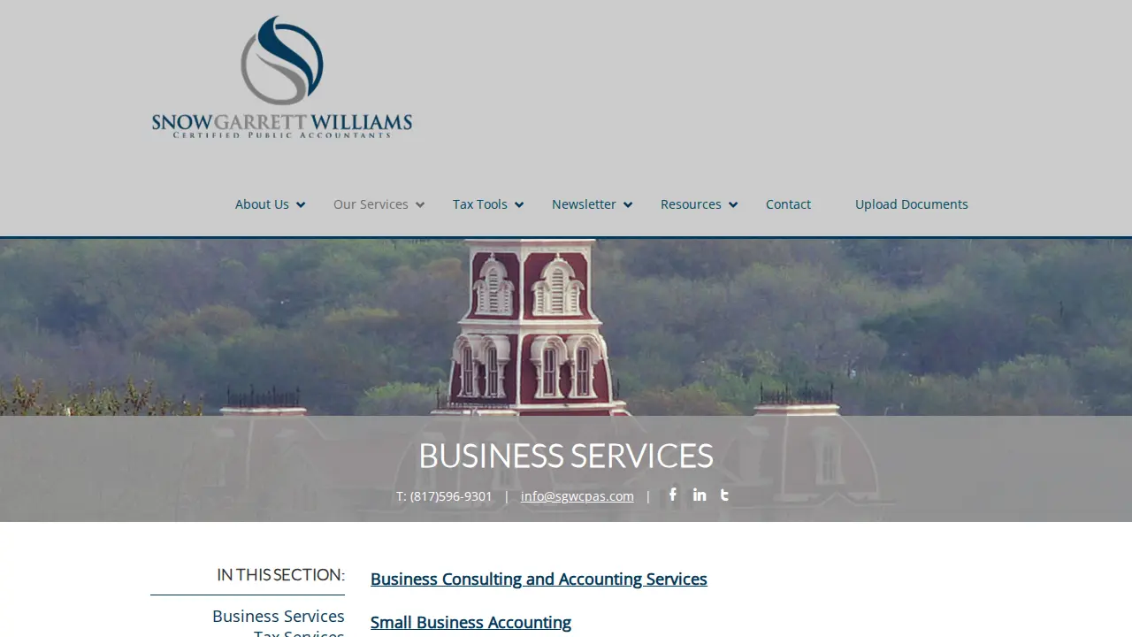 Snow Garrett Williams Certified Public Accountants page