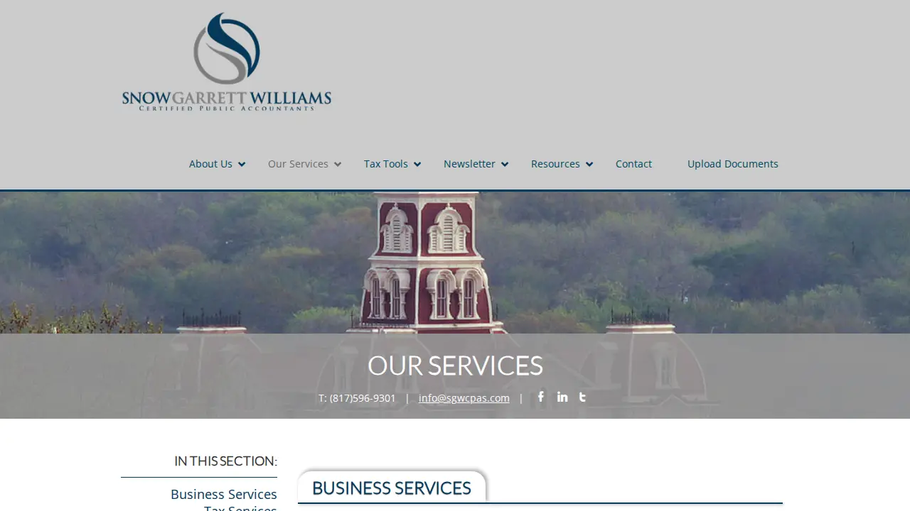 Snow Garrett Williams Certified Public Accountants page