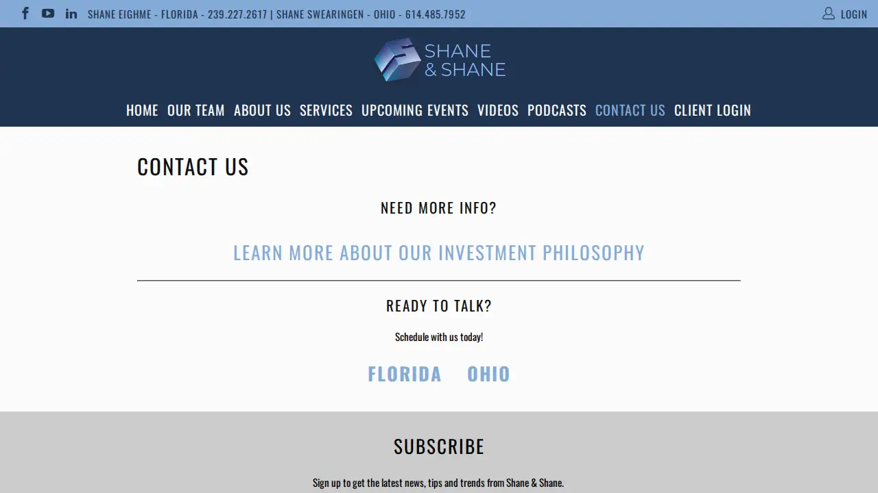 Shane and Shane Financial page