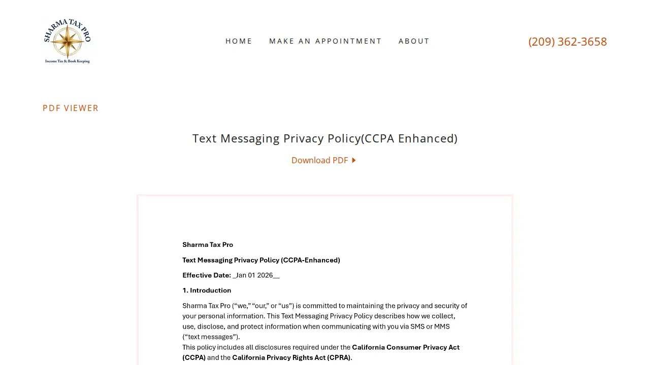 Sharma Tax Pro page
