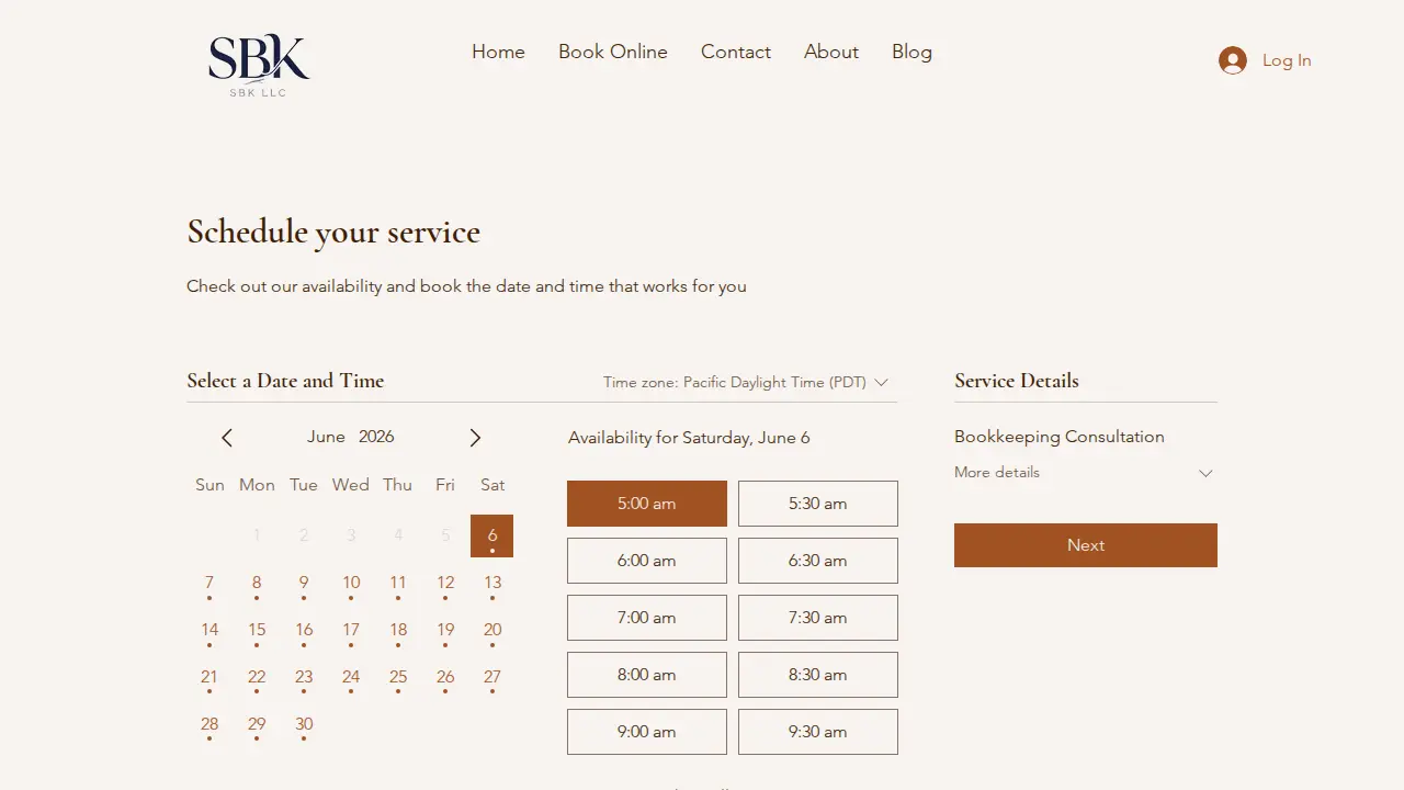 Shawna's Bookkeeping page