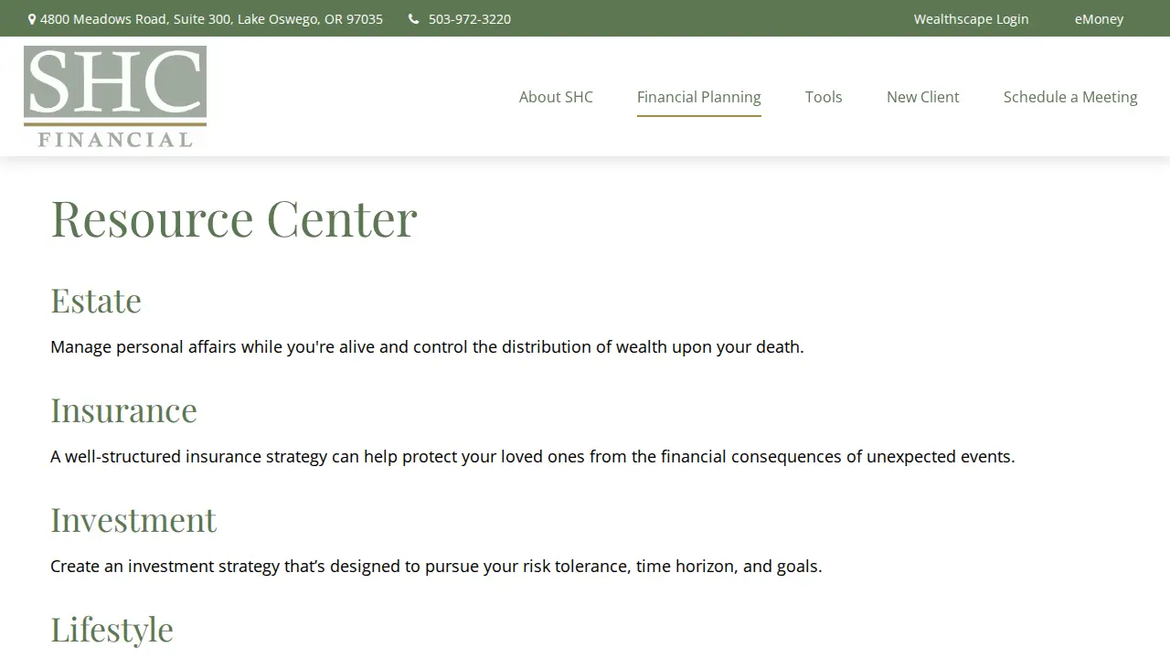SHC Financial, LLC page