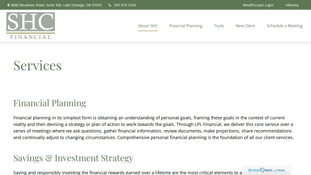 SHC Financial, LLC page